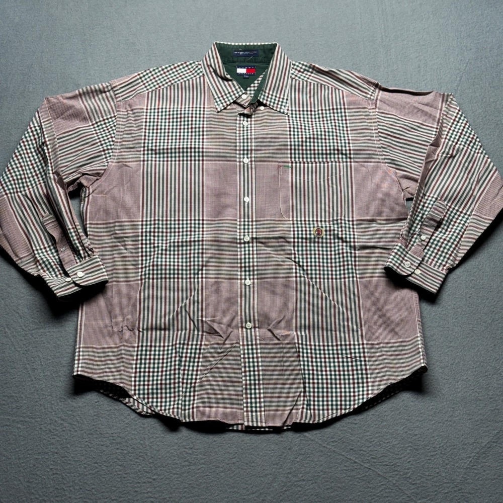 Tommy Hilfiger Mens XL Plaid Button Down Shirt Long Sleeve Cotton Multicolor